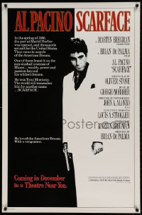 7m235 SCARFACE advance 1sh 1983 Al Pacino with gun, De Palma, Oliver Stone, rare December version!