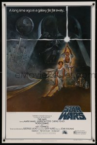 7m236 STAR WARS style A first printing int'l 1sh 1977 George Lucas classic epic, art by Tom Jung!