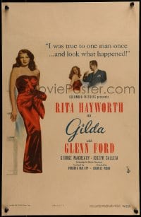 7m178 GILDA WC 1946 sexy Rita Hayworth full-length in sheath dress & slapped by Glenn Ford, rare!