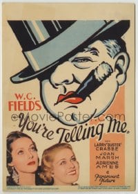 7m101 YOU'RE TELLING ME mini WC 1934 art of W.C. Fields with cigar + Ames & Marsh, ultra rare!