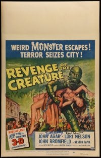 7m185 REVENGE OF THE CREATURE signed 3D WC 1955 by BOTH Ricou Browning AND Brett Halsey, great art!
