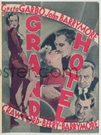 7m015 GRAND HOTEL herald 1932 Greta Garbo, John & Lionel Barrymore, Joan Crawford, Wallace Beery