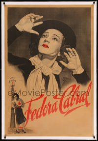 7p232 FEDORA CABRAL linen Argentinean 1930s the famous singer/dancer as a mime & smoking bad girl!
