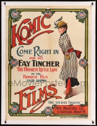 7p253 KOMIC FILMS linen English 30x40 1910s Fay Tincher, funniest little lady ever shewn in films!