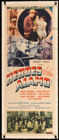 7p122 HEROES OF THE ALAMO linen insert 1937 War of Independence, birth of Texas, spectacular epic!