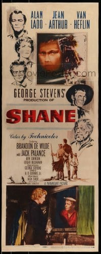 7p128 SHANE linen insert 1953 classic western, Alan Ladd, Jean Arthur, Van Heflin, Brandon De Wilde