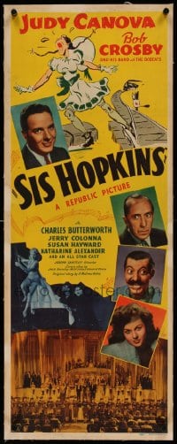 7p129 SIS HOPKINS linen insert 1941 Judy Canova & Bob Crosby, super young Susan Hayward shown!