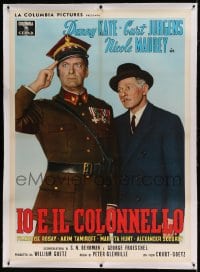 7p085 ME & THE COLONEL linen Italian 1p 1958 Danny Kaye & uniformed Curt Jurgens, different!