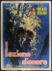 7p073 LESSON IN LOVE linen Italian 2p 1960 directed by Ingmar Bergman, different romantic art, rare!