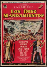 7p190 TEN COMMANDMENTS linen Spanish 1959 Charlton Heston & Yul Brynner, Cecil B. DeMille classic!