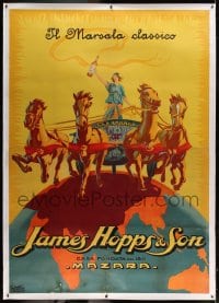 7p093 JAMES HOPPS & SON linen 52x74 Italian advertising poster 1920s art of woman in chariot, wine!
