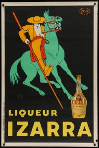 7p029 IZARRA 32x47 French advertising poster 1934 Spaniard on horse Zulla art for liqueur!