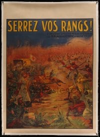 7p091 SERREZ VOS RANGS linen 40x55 French stage poster 1910s Galice art, novel by Bernede & Bruant!