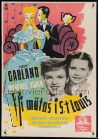 7p194 MEET ME IN ST. LOUIS linen Swedish 1945 great Gavler art of Judy Garland & Margaret O'Brien