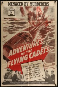 7r021 ADVENTURES OF THE FLYING CADETS chapter 2 1sh 1943 cadets w/ Crehan, Menaced by Murderers!
