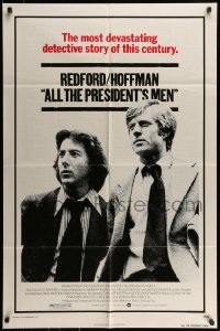 7r032 ALL THE PRESIDENT'S MEN 1sh 1976 Dustin Hoffman & Robert Redford as Woodward & Bernstein!
