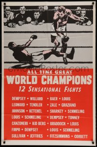7r033 ALL TIME GREAT WORLD CHAMPIONS 1sh 1940s Jack Dempsey, Joe Louis, Rocky Graziano, boxing