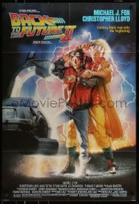 7r062 BACK TO THE FUTURE II 1sh 1989 Michael J. Fox as Marty, synchronize your watches!