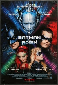7r071 BATMAN & ROBIN advance 1sh 1997 Clooney, O'Donnell, Schwarzenegger, Thurman, cast images!