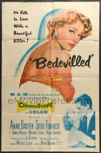 7r075 BEDEVILLED 1sh 1955 Steve Forrest fell in love with beautiful blue-eyed killer Anne Baxter!