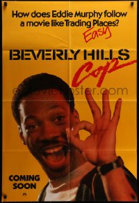 7r080 BEVERLY HILLS COP teaser 1sh 1984 how does Eddie Murphy follow a movie like Trading Places!