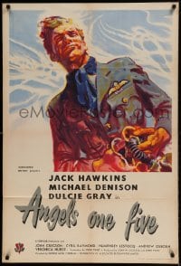 7r043 ANGELS ONE FIVE English 1sh 1952 different art of WWII pilot Jack Hawkins with sky overhead!
