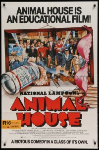 7r045 ANIMAL HOUSE English 1sh 1978 John Belushi, Landis classic, wacky art of top cast!