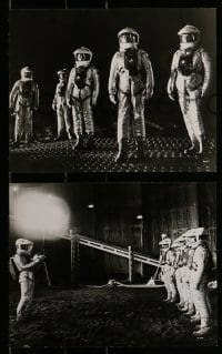 7s759 2001: A SPACE ODYSSEY 4 8x10 stills 1968 Kubrick, Lockwood & Dullea, Tycho, Space Station Five!