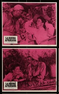 7s021 AFRICAN QUEEN 8 int'l Spanish language 8x10 mini LCs R1975 Bogart & Katharine Hepburn!