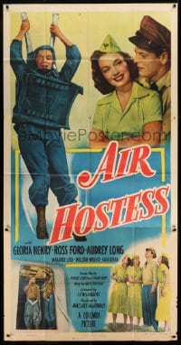 7t614 AIR HOSTESS 3sh 1949 love flies high with sexy flight attendant Gloria Henry!
