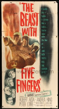 7t630 BEAST WITH FIVE FINGERS 3sh 1947 Peter Lorre, cool reaching hand horror artwork!