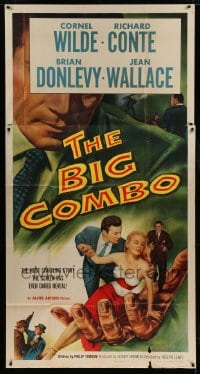 7t636 BIG COMBO 3sh 1955 art of Cornel Wilde & sexy Jean Wallace, classic Joseph H. Lewis noir!