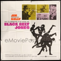 7t021 BLACK BELT JONES int'l 6sh 1974 Jim Dragon Kelly, Scatman Crothers, cool kung fu silhouette art!