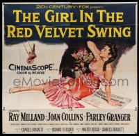 7t051 GIRL IN THE RED VELVET SWING 6sh 1955 art of half-dressed Joan Collins as Evelyn Nesbitt Thaw