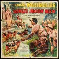 7t066 JUNGLE MOON MEN 6sh 1955 Johnny Weissmuller, Byron & chimp attacked by tiny people, rare!