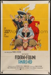 7t261 AMARCORD Argentinean 1974 Federico Fellini classic comedy, art by Giuliano Geleng!