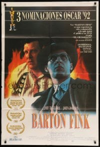 7t266 BARTON FINK Argentinean 1992 Coen Brothers, John Turturro & John Goodman over flames!