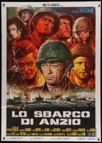 7t406 ANZIO Italian 1p 1968 different Casaro art of Robert Mitchum, Peter Falk & others in WWII!
