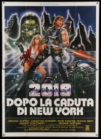 7t108 AFTER THE FALL OF NEW YORK Italian 2p 1984 cool post-apocalyptic sci-fi art by Renato Casaro!