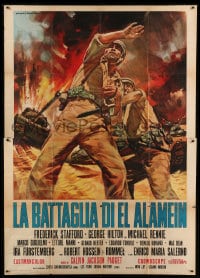 7t113 BATTLE OF EL ALAMEIN Italian 2p 1968 different art of WWII soldiers & tanks by Mario Piovano!