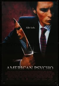 7w294 AMERICAN PSYCHO 1sh 2000 psychotic yuppie killer Christian Bale, from Ellis novel!
