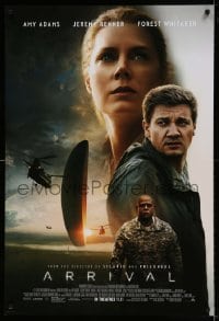 7w301 ARRIVAL advance DS 1sh 2016 Amy Adams, Jeremy Renner, Forest Whitaker, great sci-fi image!