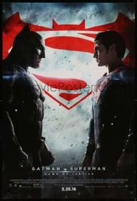7w320 BATMAN V SUPERMAN advance DS 1sh 2016 Ben Affleck and Henry Cavill in title roles facing off!