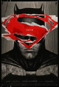 7w322 BATMAN V SUPERMAN teaser DS 1sh 2016 cool close up of Ben Affleck in title role under symbol!
