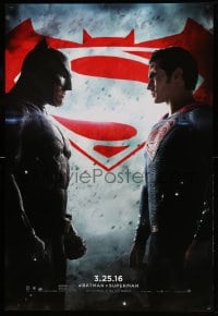7w321 BATMAN V SUPERMAN teaser DS 1sh 2016 Ben Affleck and Henry Cavill in title roles facing off!