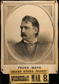 7w044 FRANK M. MAYO 21x26 stage play poster 1880s he played Davy Crockett & Pudd'nhead Wilson!
