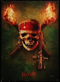 7w071 PIRATES OF THE CARIBBEAN: DEAD MAN'S CHEST 20x28 special 2006 great image of skull & torches!