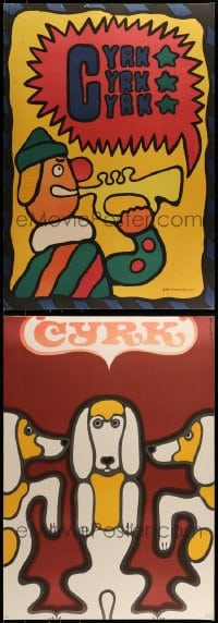 7x232 LOT OF 3 UNFOLDED POLISH CIRCUS POSTERS MOUNTED ON HEAVY BOARDS 1970s great artwork!