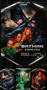 7x466 LOT OF 6 UNFOLDED DOUBLE-SIDED 27X40 BATMAN FOREVER ONE-SHEETS 1995 heroes & villains!