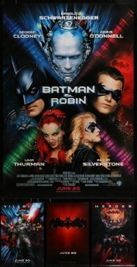 7x468 LOT OF 4 UNFOLDED DOUBLE-SIDED 27X40 BATMAN & ROBIN ONE-SHEETS 1997 villains & heroes!